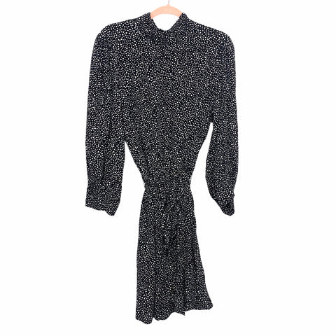 Sanctuary Black and White Polka Dot Mock Neck Key Hole Back Belted Dress NWT- Size 4