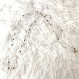 No Brand Gold Chain Necklace with Black Beads and Tiny Leaf Charms