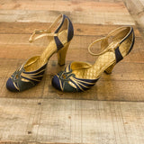 Tory Burch Navy Blue/Gold Heels- Size 9.5 (See Notes)