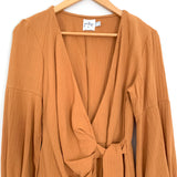 Princess Polly Mustard Faux Wrap Romper- Size 4