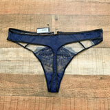 Figleaves Midnight Blue/Ivory Amelie Peep Thong NWT- Size 14