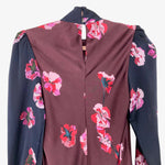 Joie Floral Pattern Satin with Mock Neck and Tie Dress- Size 6 (see notes)