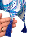 Lilly Pulitzer Blues/Green Embroidered Beaded Tassel Hem Cover Up Dress- Size L/XL (see notes)