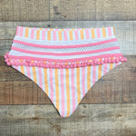 Tularosa Pink/White/Orange Striped Mesh Pom Pom Bikini Bottoms- Size S (we have matching top)