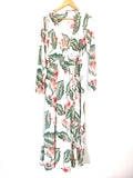Roxy White Floral Long Sleeve Wrap Maxi- Size M