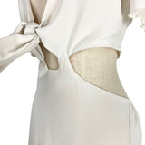 Shein Cream Front Knot Exposed Back Slits Dress- Size M