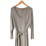 ASOS Grey Long Sleeve Dress with Tie Waist and Front Faux Wrap- Size 14