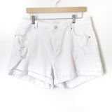 Encore Jeans White Distressed Cuffed Hem Shorts- Size 2XL