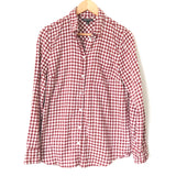J Crew Mercantile Plaid Button Down in Burgundy/White- Size S