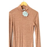 Double Zero Soft Mocha Ribbed Mock Neck Sweater Dress NWT- Size M