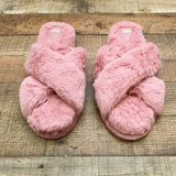 BP Mauve Sophie Criss Cross Faux Fur Plush Slipper- Size XL (11-12)