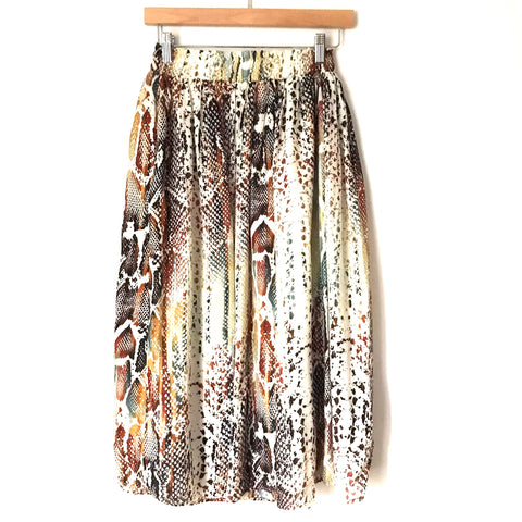 Olivaceous Colorful Snakeskin Print Pleated Skirt- Size S
