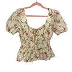 WAYF Ivory Floral Zipper Back Top NWT- Size S