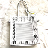 Vince Camuto Large White Leather Perforated Tote