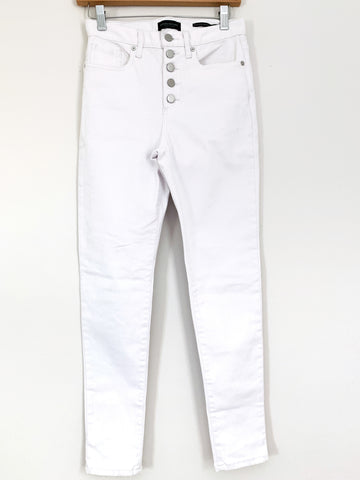 Banana Republic White Button Front High Rise Skinny Jeans- Size 26 (Inseam 27”)