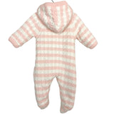 Angel Dear Pink and White Knit Faux Fur Lining Hooded Footie- Size 0-3M (sold out online)