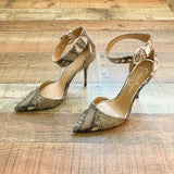 Jessica Simpson Snakeskin Ankle Wrap Stiletto- Size 8.5 (see notes)