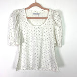 English Factory White with Black Polka Dots Puff Sleeves Top- Size XS (see notes)