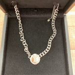 Whit Mariel Thick Chain Crystal Accented Signature Medallion Chain Necklace (LIKE NEW)