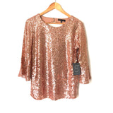 Gibson Rose Gold Bell Sleeve Sequin Top NWT- Size S