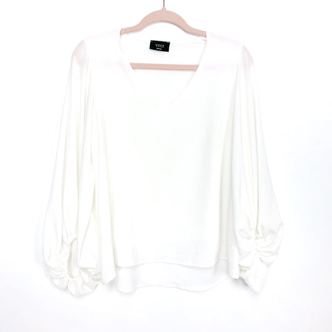 Vici White Bubble Sleeve Top- Size  S