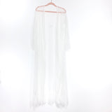 No Brand White Lace Long Kimono Cover Up-One Size
