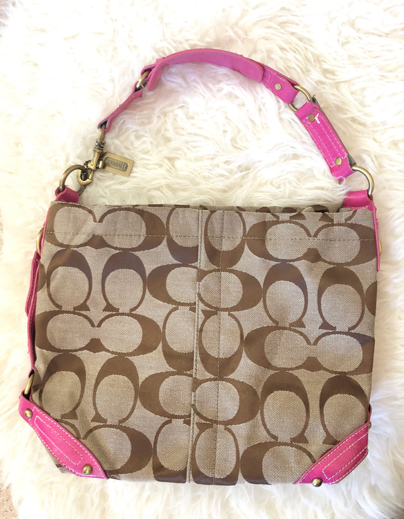 COACH brown and pink Shoulder Bag Purse. Handbag. Pink And Brown Coach Purse
