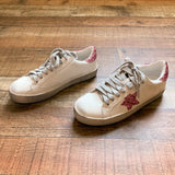 Goodnight Macaroon Dupe Golden Goose Deluxe Brand Superstar White with Pink Glitter Star and Heel Tab Sneakers- Size 37/US 7 (BRAND NEW)