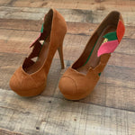 Machi Brown with Side Cut Out Suede Platform Stilettos- Size 8.5