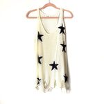 Amaryllis White Star Distressed Hem Tank- Size L