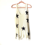 Amaryllis White Star Distressed Hem Tank- Size L