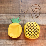 No Brand Yellow with Pineapple Insert Cross Body Bag with Detachable Gold Strap