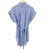 Hayden Blue Linen-like Stripe Blouse NWT- Size S