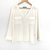Alice + Olivia Ivory Sheer Silk Button Up- Size XS