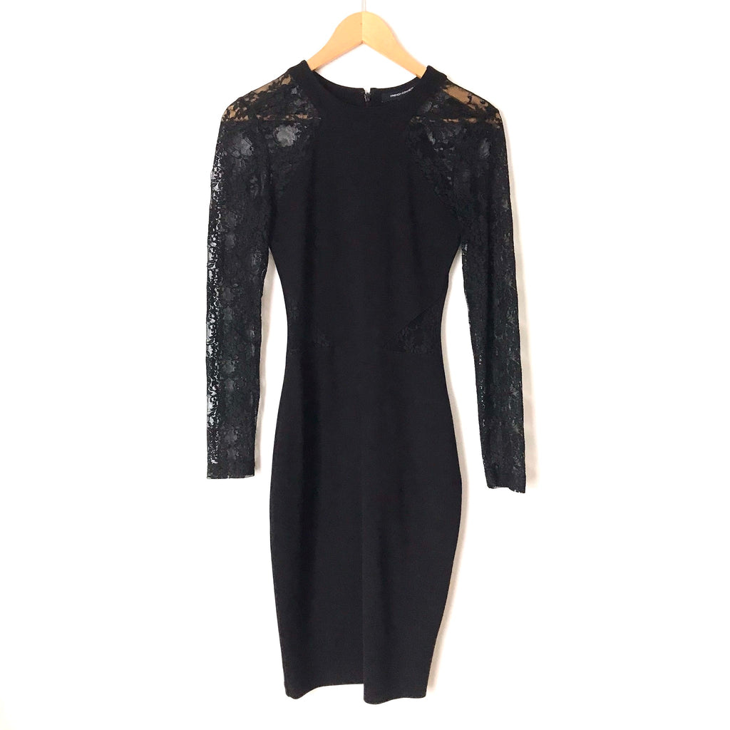 French Connection Black Lace Sleeve and Side Cut Outs Dress- Size 4 The Saved Collection French Connection Black Lace Sleeve and Side Cut Outs Dress- Size 4 The Saved Collection