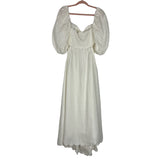 Mable White Linen Scallop Trim Exposed Back Dress- Size L