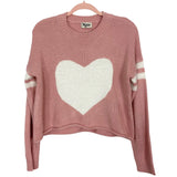 Show Me Your Mumu Pink and White Heart Cropped Sweater- Size S (sold out online, as seen on Hannah Brown!)