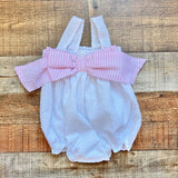 Cecil & Lou White Bubble with Pink and White Striped Front Bow- Size 3M