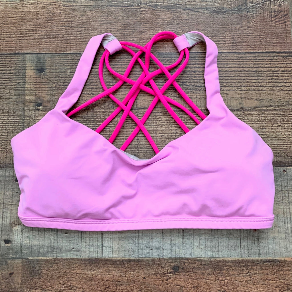 Lululemon Pink Padded Strappy Back Sports Bra- Size 8 – The Saved