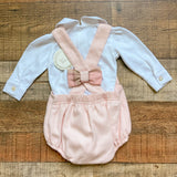 Dondolo White Collared Onesie Overall Set NWT- Size 6M