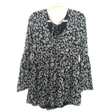 Buddy Love Blue Animal Print Bell Sleeve Tie Back Dress NWT- Size XS