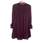 Vestique Plum Sip Sip Smocked Bodice Mock Neck Dress NWT- Size M