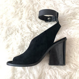 Marc Fisher Black Suede Slingback Peeptoe- Size 8