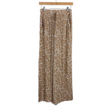 Pink Lily Mocha Floral Wide Leg with High Slits Pants- Size S (Inseam 29”)