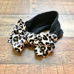 Baby Bling Infant Black with Black/White Velvet Animal Print Bow Thick Headband