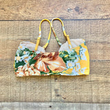 Albion Yellow Floral Padded Removable Strap Bikini Top- Size XS