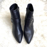 Qupid Black Leather Buckle Ankle Zip Up Booties- Size 8.5