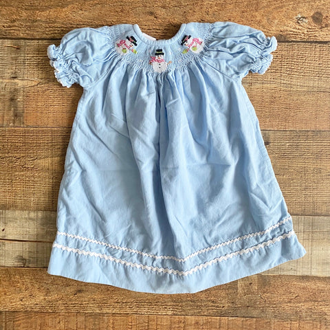 Collection Bebe Blue Smocked Snowman Dress- Size 12M
