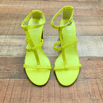 Vince Camuto Neon Green Ankle Strap Leather Heeled Sandals- Size 7 (see notes)