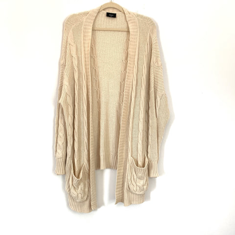 Vici Cream Oversized Cable Knit Cardigan Sweater- Size S/M